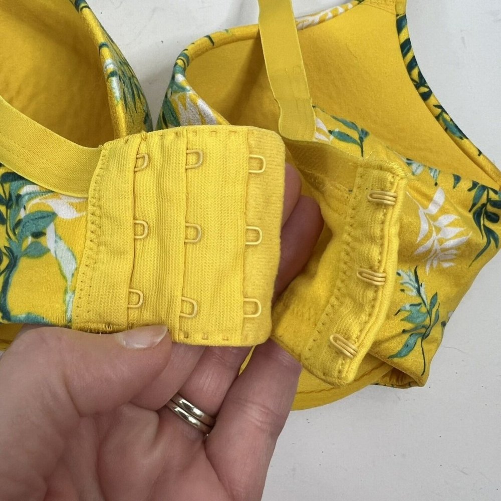 Cacique Lightly Lined T-shirt Full Coverage Underwired Bra Yellow Floral Sz 38DD - Picture 6 of 12